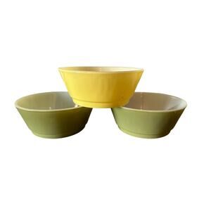 Vintage Fire King Cereal Bowls Set of 3 in Green and Yellow Milkglass